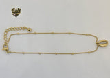 (4-3309) Stainless Steel - 1mm Curb Link Shell Anklet - 8" - Fantasy World Jewelry