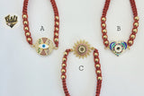 (1-60099) - Gold Plated Red String Bracelet (CZ Stone) - Fantasy World Jewelry