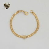 (1-0928) Gold Laminate - 4mm Bismark Link Heart Bracelet - 5.5" - BGF