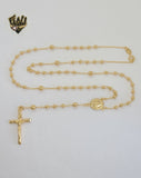 (1-3306) Gold Laminate - 3mm Miraculous Virgin Rosary Necklace - 22" - BGO.