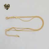 (1-0495) Laminado de oro - Brazalete de eslabones triples alternativo de 1 mm - BGF