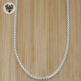 (2-8008) 925 Sterling Silver - 3mm Round Mesh Link Chains. - Fantasy World Jewelry