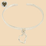 (2-0704) 925 Sterling Silver - 4mm Heart Bangle - 2.1/4" - Fantasy World Jewelry
