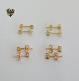 (1-1079) Gold Laminate - Zircon Stud Earrings - BGO - Fantasy World Jewelry