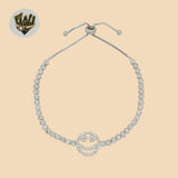 (2-0449) 925 Sterling Silver - 3mm Happy Face Adjustable Bracelet.