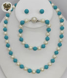 (MSET-27) Gold Laminate - Two Tones Mallorca Pearls Set - Fantasy World Jewelry