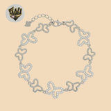 (2-0448) 925 Sterling Silver - 13mm Butterfly Link Bracelet.
