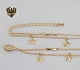 (1-0232-1) Gold Laminate - 2mm Alternative Anklet w/Charms - 8.5" - BGO - Fantasy World Jewelry