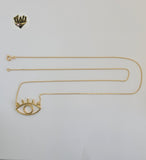 (1-6066) Gold Laminate - Evil Eye Long Necklace - BGF - Fantasy World Jewelry