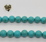 (MBEAD-62) 10mm Blue Turquoise Beads - Round - Fantasy World Jewelry