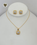 (1-6379) Gold Laminate - Square Zircon Set - BGO - Fantasy World Jewelry