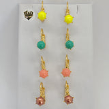 (1-1148) Gold Laminate - Dangle Earrings - BGF - Fantasy World Jewelry