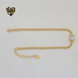 (1-0607) Laminado de oro - Pulsera de circonitas con cuentas de 3 mm - 7" - BGF
