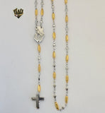 (4-6010) Stainless Steel - 3mm Alternative Rosary Necklace - 26". - Fantasy World Jewelry
