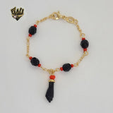 (1-0985) Gold Laminate - 6mm Beads Azabache Bracelet - BGF