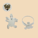 (2-5029) 925 Sterling Silver - Turtle Ring - Fantasy World Jewelry