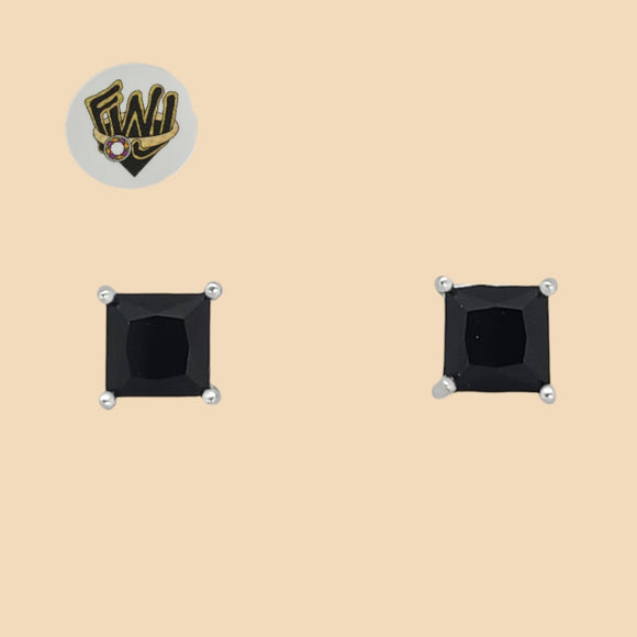 (2-3049) 925 Sterling Silver - Square Zircon Stud Earrings. - Fantasy World Jewelry