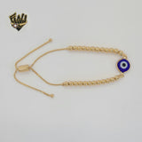 (MBRA-30) Gold Laminate - Adjustable Evil Eye Bracelet - BGF