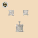(2-6333-1) 925 Sterling Silver - Square Zircon Set.