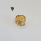 (1-3190) Gold Laminate - CZ Square Ring - BGO - Fantasy World Jewelry