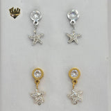 (4-2250) Stainless Steel - Star Zircon Earrings. - Fantasy World Jewelry