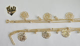 (1-0512) Gold Laminate Bracelet -Links Bracelet w/ Charms- 7'',Adjustable- BGO - Fantasy World Jewelry