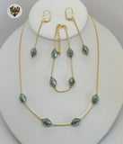 (1-6206) Gold Laminate - Snake Chain and Stones Set - BGO - Fantasy World Jewelry