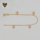 (1-0910) Gold Laminate - 2mm Open Link Heart Bracelet - 7.5" - BGF