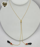 (1-6468) Gold Laminate - Balls Link Azabache Long Necklace - BGF - Fantasy World Jewelry