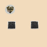 (2-3085) 925 Sterling Silver - Square Zircon Stud Earrings. - Fantasy World Jewelry