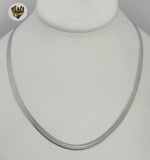 (4-7081) Stainless Steel - 4mm Herringbone Necklace - 18". - Fantasy World Jewelry