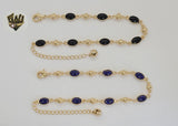 (1-0253) Gold Laminate - 2mm Enamel Beads Anklet - 8" - BGO