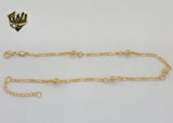 (1-0054) Gold Laminate - 2mm Figaro Balls Anklet - 10" - BGF - Fantasy World Jewelry