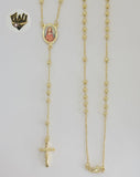 (1-3314) Gold Laminate - 4mm Sacred Heart of Jesus Rosary Necklace - 24" - BGO