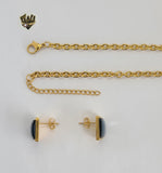 (4-7017) Stainless Steel - 4mm Zircon Rolo Chain Set - 20". - Fantasy World Jewelry