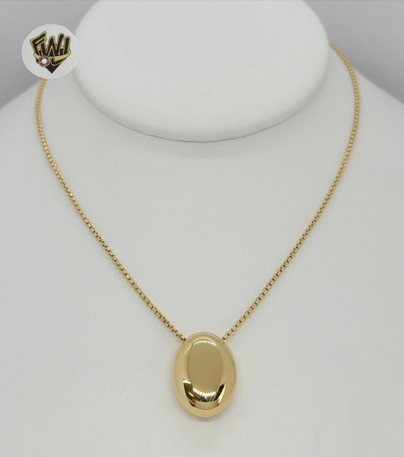 (4-7028) Stainless Steel - 1.5mm Box Link Necklace with Oval - 22