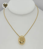 (4-7028) Stainless Steel - 1.5mm Box Link Necklace with Oval - 22". - Fantasy World Jewelry