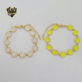 (1-0775-2) Laminado de oro - Pulsera de carita feliz de 10 mm - 18 cm - BGO