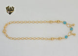 (1-0112) Gold Laminate - 4mm Evil Eye Balls Anklet - 10" - BGF - Fantasy World Jewelry