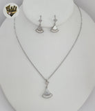 (4-7090) Stainless Steel - 1mm Link Mother of Pearl Triangle Set