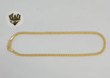 (1-0067) Gold Laminate - 3mm Bismark Link Anklet - 10" - BGF - Fantasy World Jewelry