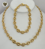 (4-7043) Stainless Steel - 9.5mm Puff Marine Link Men Set. - Fantasy World Jewelry