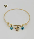 (1-4051) Gold Laminate - 1.5mm Evil Eye Bangle - BGF - Fantasy World Jewelry