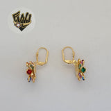 (1-1215-2) Gold Laminate - Multicolor Flower Earrings - BGF