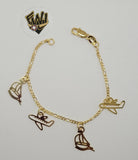 (1-0920) Gold Laminate - 2mm Figaro Link w/ Charms Bracelet - 6" - BGO - Fantasy World Jewelry
