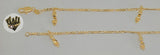 (1-0892) Gold Laminate - 2mm Figaro Link w/ Charms Bracelet - 8" - BGF - Fantasy World Jewelry