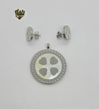 (4-9103) Stainless Steel - Clover Set. - Fantasy World Jewelry