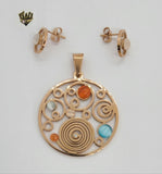 (4-9001) Stainless Steel - Rose Gold Circles Set. - Fantasy World Jewelry