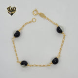 (1-0731) Gold Laminate - 2mm Alternative Figaro Link Balls Bracelet - 7.5" - BGF - Fantasy World Jewelry