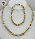 (4-7127) Stainless Steel - 5mm Two Tones Link Set - 22''. - Fantasy World Jewelry